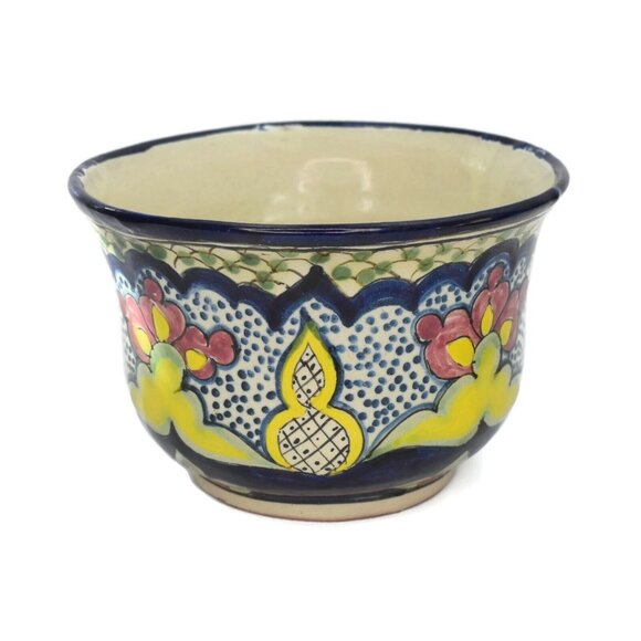 Vintage Mexican Pottery Cachepot Talavera San Pablo Del Monte Tlaxcala Mexico - Picture 6 of 9